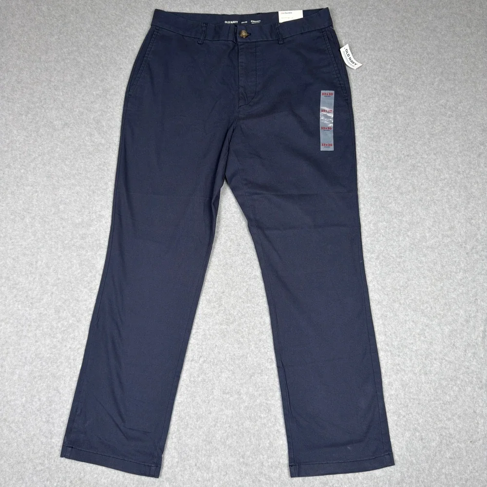 Old Navy 33x30 Straight Built-In Flex Navy Chino Pants Preppy Business Casual